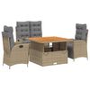 vidaXL 4-delige Tuinset met kussens poly rattan beige