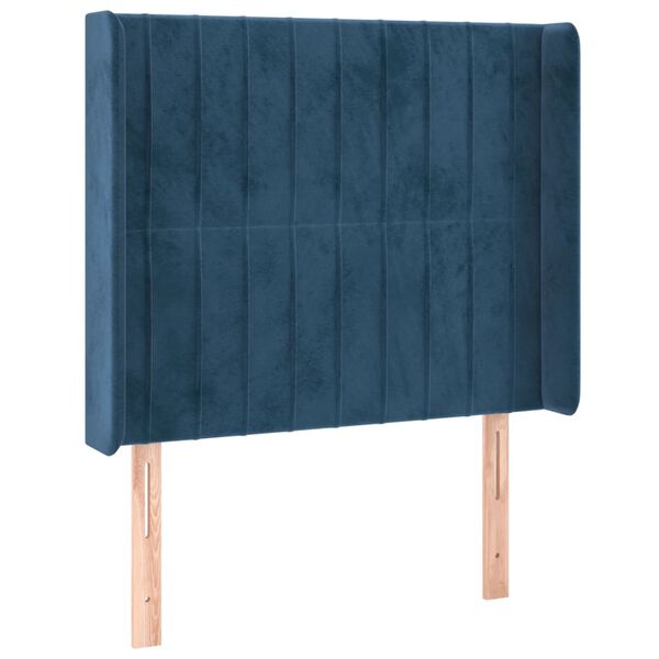 vidaXL Hoofdbord LED 93x16x118/128 cm fluweel donkerblauw