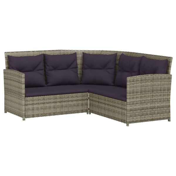 vidaXL 2-delige Loungeset met kussens L-vormig poly rattan grijs