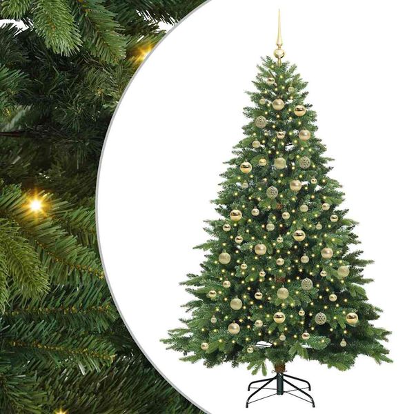vidaXL Kunstkerstboom met 300 LED met standaard Groen 210 cm PE en PVC