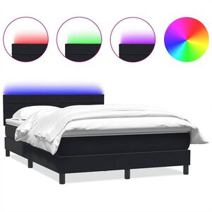 vidaXL Boxspring met matras en LED fluweel zwart 160x210 cm