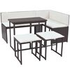 vidaXL 5-delige Tuinset staal poly rattan bruin