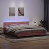 vidaXL Boxspring met matras en LED fluweel roze 180x220 cm