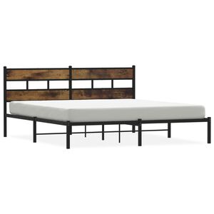 vidaXL Bedframe zonder matras metaal gerookt eikenkleurig 193x203 cm