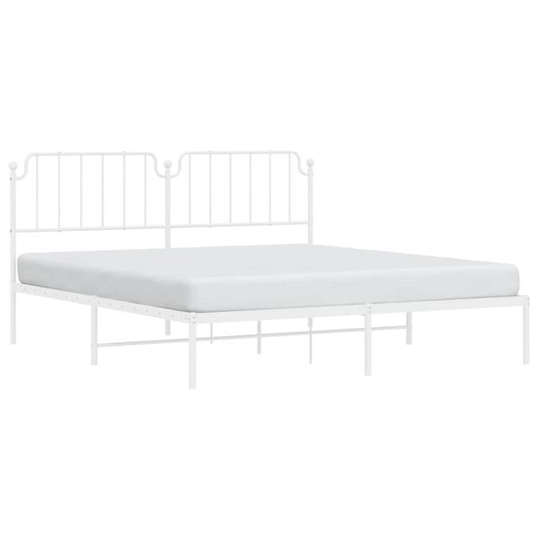vidaXL Bedframe met hoofdbord metaal wit 183x213 cm