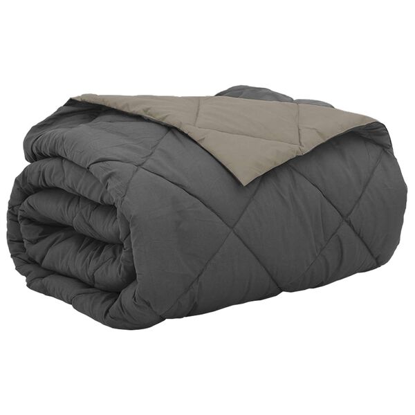 vidaXL Zomer Dekbed Lichtgrijs en Antraciet 220 x 260 cm Microfiber