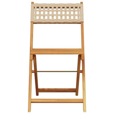 vidaXL Bistrostoelen 2 st massief acaciahout en poly rattan beige