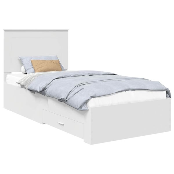 vidaXL Bedframe met hoofdeinde Wit en Zilver 75 x 190 cm Bewerkt hout