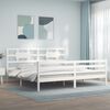 vidaXL Bedframe met hoofdbord massief hout wit 200x200 cm