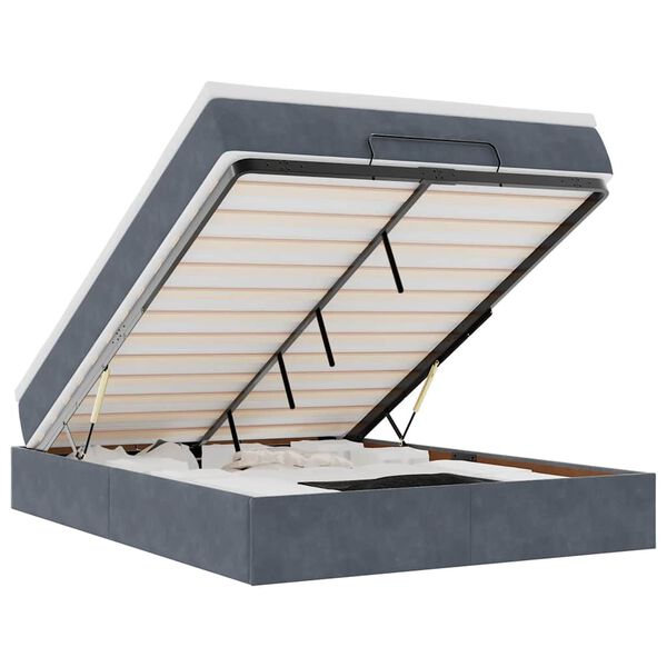 vidaXL Ottoman bed met matras 140x190cm fluweel donkergrijs