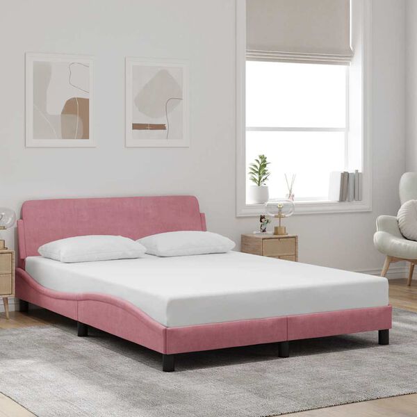 vidaXL Bedframe met hoofdeinde "Dover" 120x200 cm fluweel roze