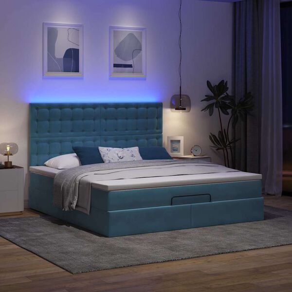 vidaXL Ottoman bed met matrassen en LED's 160x200cm fluweel