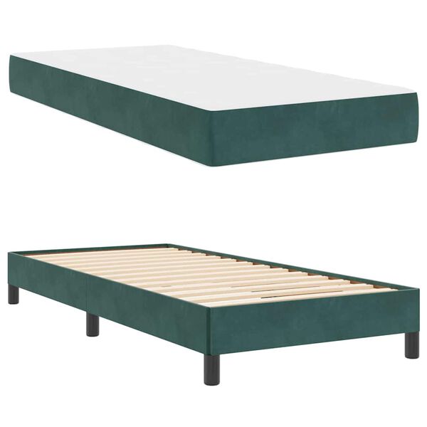 vidaXL Boxspringbed met matras Donkergroen 90 x 210 cm Stof