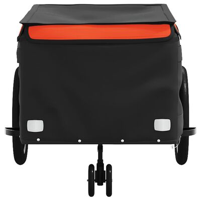 vidaXL Fietstrailer 45 kg ijzer zwart en oranje