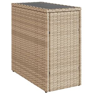vidaXL Tuinbijzettafel met glazen blad 58x27,5x55 cm poly rattan beige