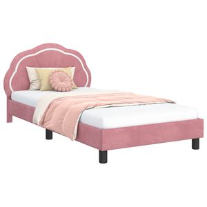 vidaXL Bedframe voor kinderen met hoofdbord Roze 90 x 200 cm Fluweel