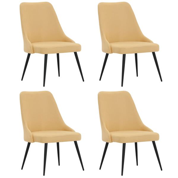 vidaXL Eetkamerstoelen 4 st stof geel