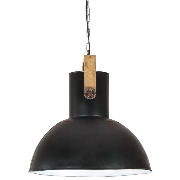 vidaXL Hanglamp industrieel rond 25 W E27 52 cm mangohout zwart