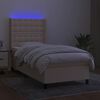 vidaXL Boxspring met matras en LED stof cr&egrave;mekleurig 90x190 cm