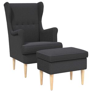 vidaXL Fauteuil met Voetenbank 2 st Donkergrijs Boucl&eacute;
