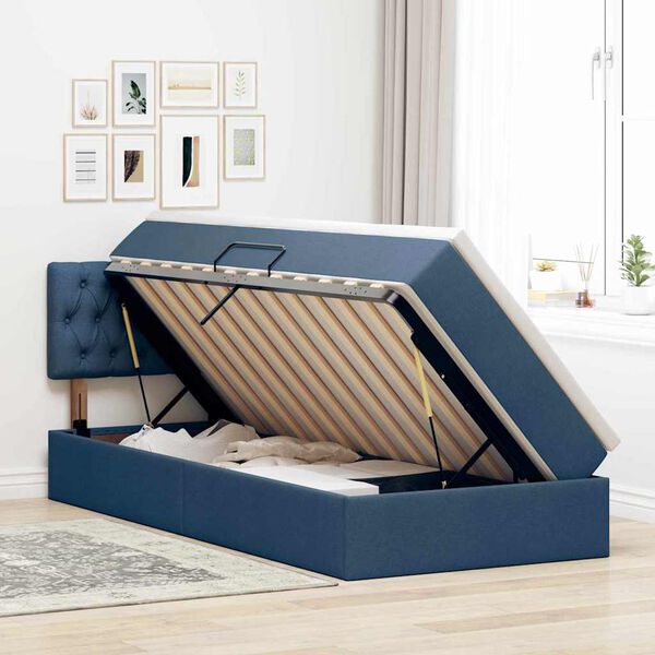 vidaXL Opbergbed met matras met matras Blauw 90 x 190 cm Bewerkt hout