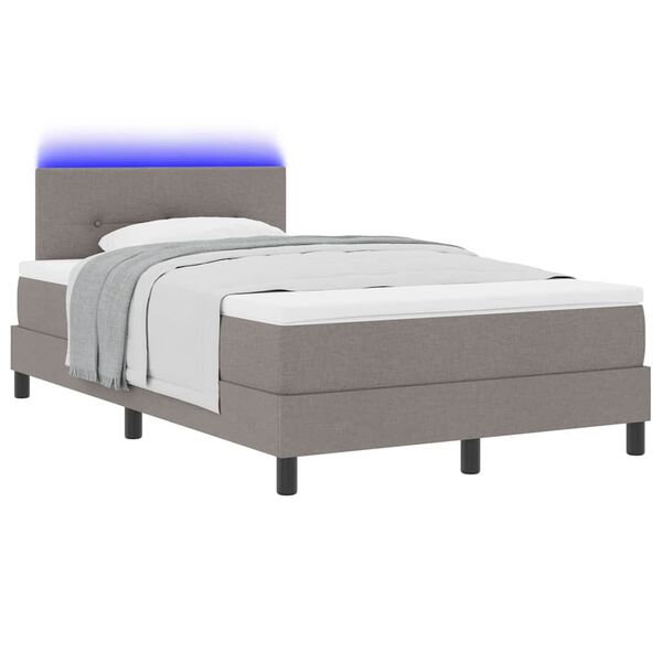 vidaXL Boxspring bed met matras met LED Taupe 120 x 200 cm Stof