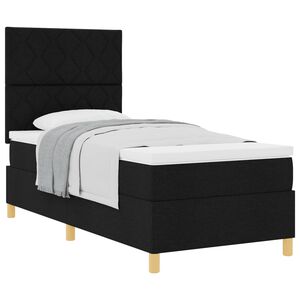 vidaXL Boxspringbed met hoofdeinde Zwart 100 x 200 cm Stof
