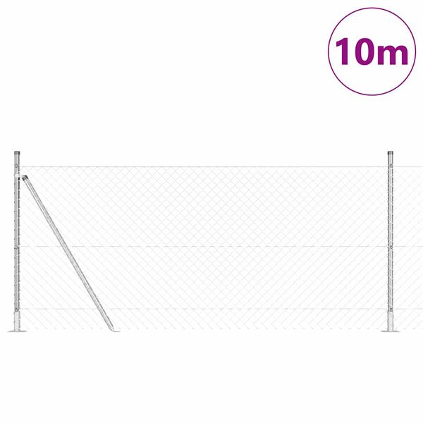 vidaXL Afrasteringspaal Zilver 10 x 0,8 m (40 x 40 mm gaas) Staal
