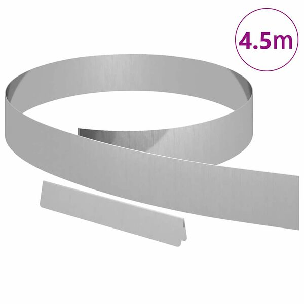 vidaXL Tuinrand Zilver 450 x 0.05 x 15 cm Gegalvaniseerd staal