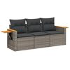 vidaXL 3-delige Loungeset met kussens poly rattan grijs