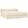 vidaXL Boxspring met matras stof cr&egrave;mekleurig 200x200 cm