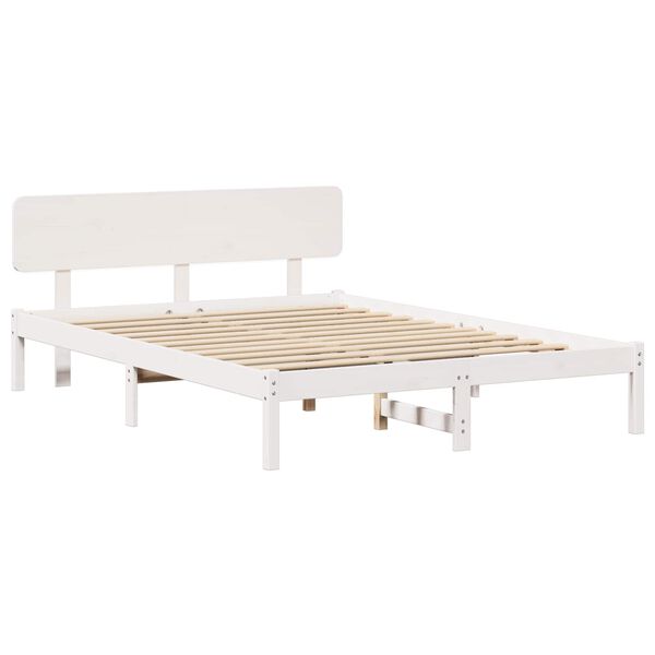 vidaXL Bedframe met hoofdeinde Wit 150 x 200 cm Massief grenenhout