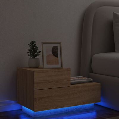 vidaXL Nachtkastje met LED-verlichting 70x36x40,5 cm sonoma eikenkleur