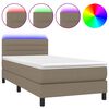 vidaXL Boxspring met matras en LED stof taupe 80x200 cm