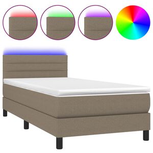 vidaXL Boxspring met matras en LED stof taupe 80x200 cm