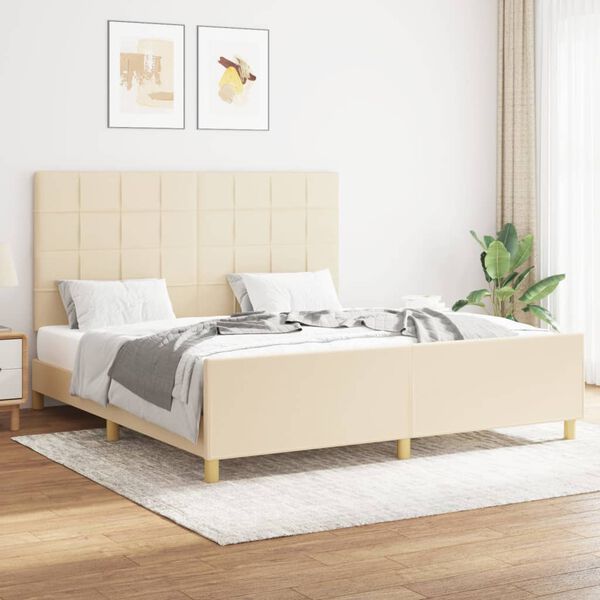 vidaXL Bedframe zonder matras stof cr&egrave;mekleurig 160x200 cm