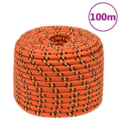 vidaXL Boottouw 14 mm 100 m polypropyleen oranje