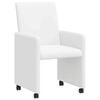 vidaXL Eetkamerstoelen met Wieltjes 2 st Kunstleer Wit 57 x 66 x 94 cm
