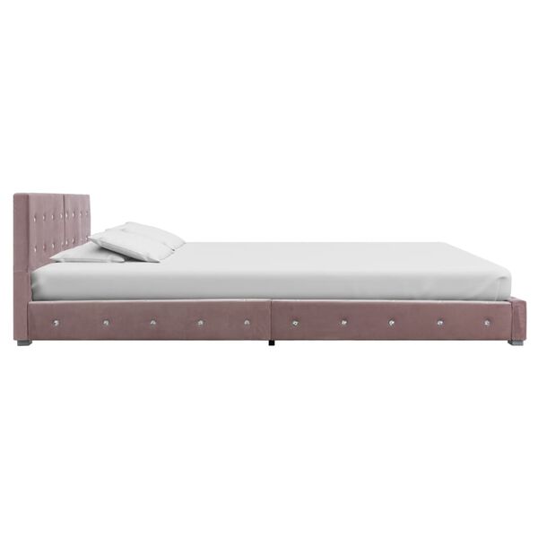 vidaXL Bed met traagschuim matras fluweel roze 180x200 cm