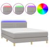 vidaXL Boxspring met matras en LED stof lichtgrijs 140x200 cm