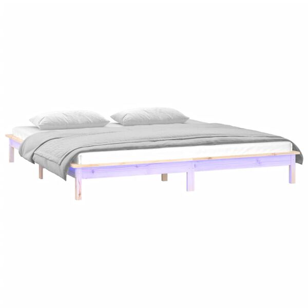 vidaXL Bedframe LED massief hout 150x200 cm