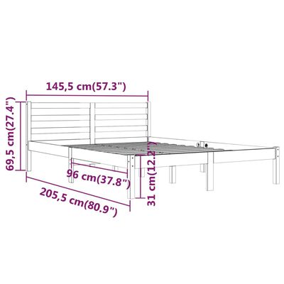 vidaXL Bedframe massief grenenhout wit 140x200 cm