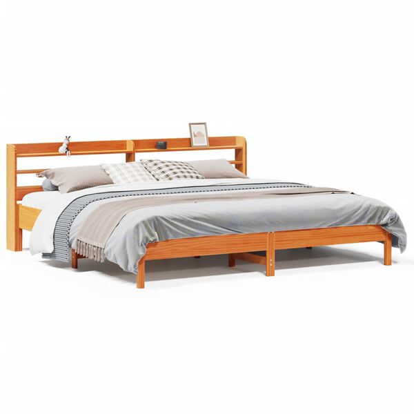 vidaXL Bedframe zonder matras massief grenenhout wasbruin 180x200 cm