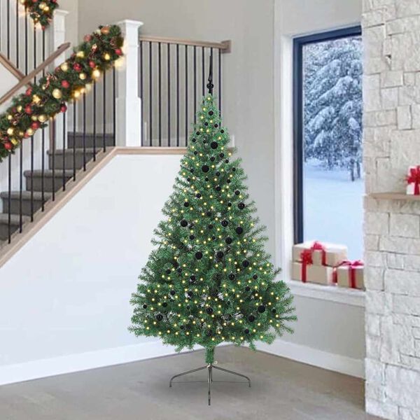 vidaXL Kunstmatig Voorverlicht Kerstboom met 300 LED Groen 240 cm PVC