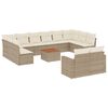 vidaXL 13-delige Loungeset met kussens poly rattan beige