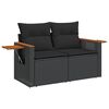 vidaXL 6-delige Loungeset met kussens poly rattan acacia beige