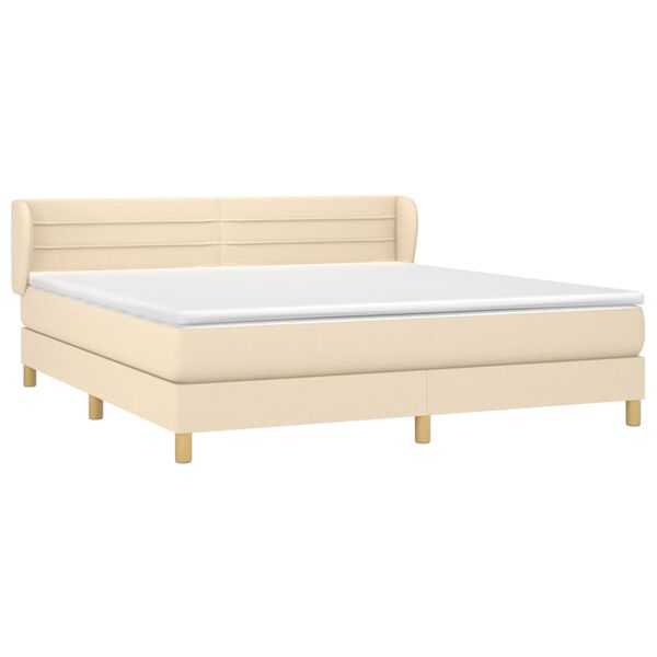vidaXL Boxspring met matras stof cr&egrave;mekleurig 180x200 cm