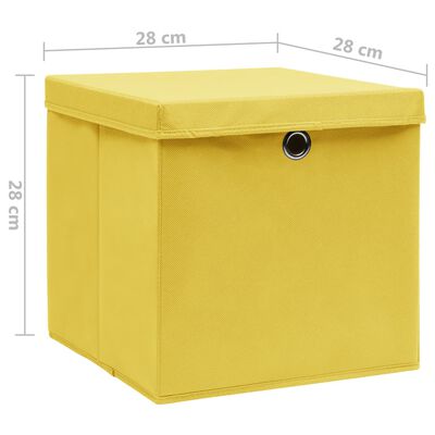 vidaXL Opbergboxen met deksel 10 st 28x28x28 cm geel