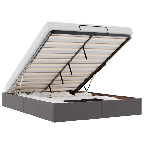 vidaXL Bedframe zonder matras 140x200 cm kunstleer grijs