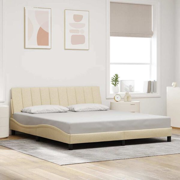 vidaXL Bedframe zonder matras "Hanko" stof cr&egrave;mekleurig 180x200 cm